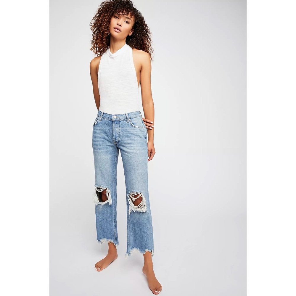 Free People Maggie Mid-Rise Straight-Leg Jeans